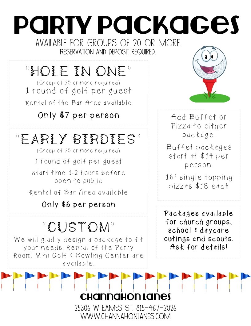 Party packages for mini golf
